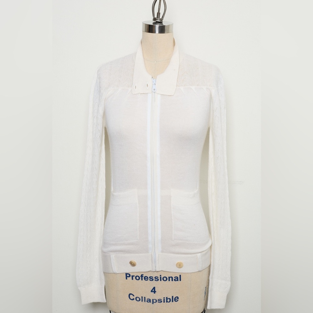 Long-sleeve Semi Sheer Lightweight Zip Up Sweater [NEW]